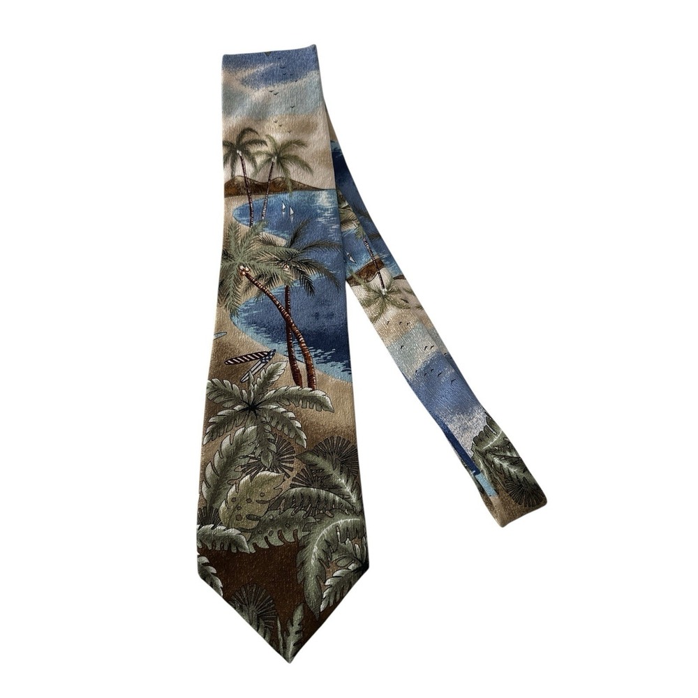 Vintage Tie Tropicals by Tango‎ 100% Silk Palms Ocean Tropical Beach Outdoor